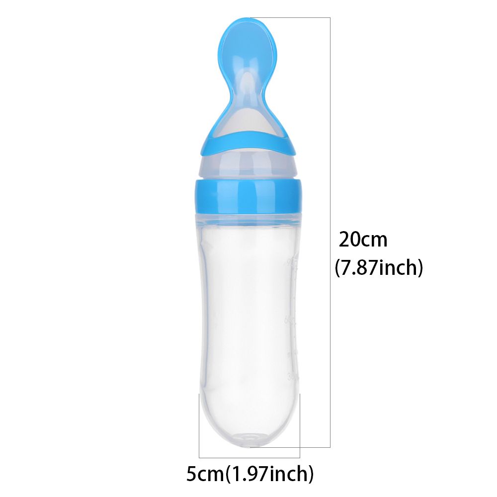 Bình Ăn Dặm 90ml Bằng Silicon Có Muỗng An Toàn Cho Bé