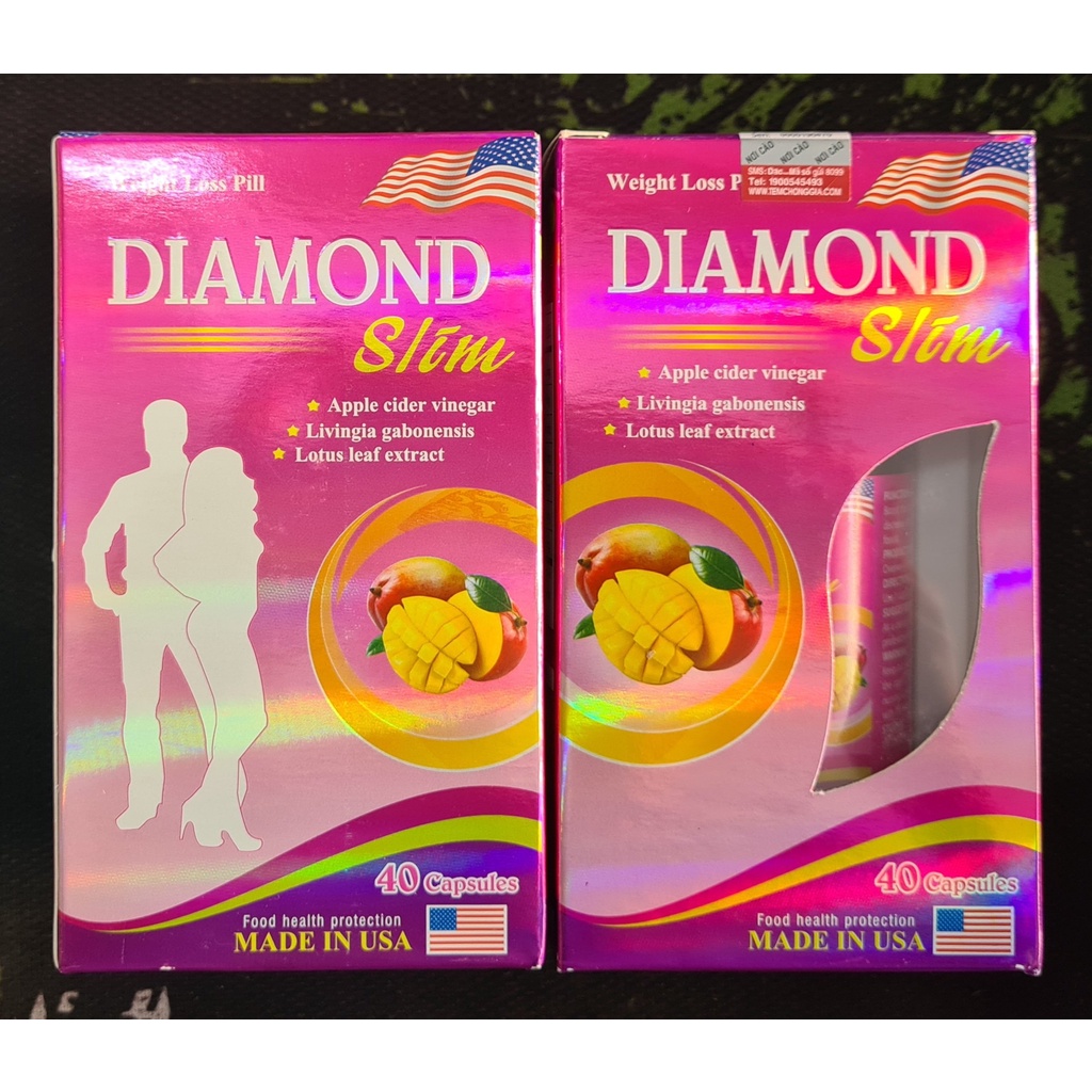 Viên uống giảm cân Diamond Slim (Lọ 40 viên) của Mỹ - Giảm cảm giác thèm ăn, hỗ trợ tăng đào thải mỡ, không gây mệt mỏi