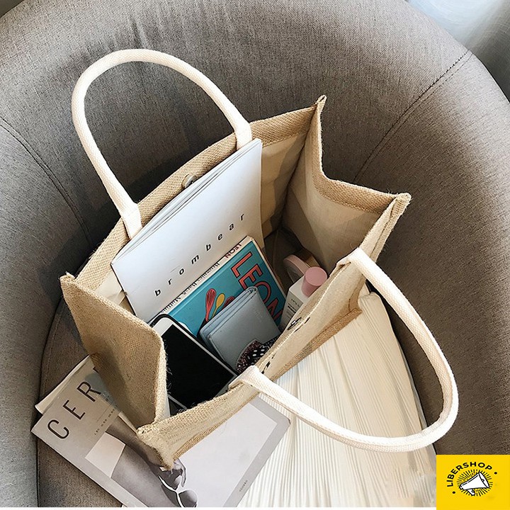 Túi cói Merci loại 1 màu sáng, có lót túi, có ảnh thật