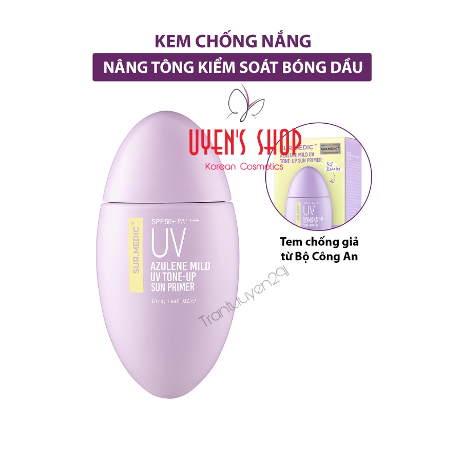 Kem chống nắng Sur.Medic Azulene Mild 5.5 UV Protect Sun/ Tone Up Sun Primer 50ml