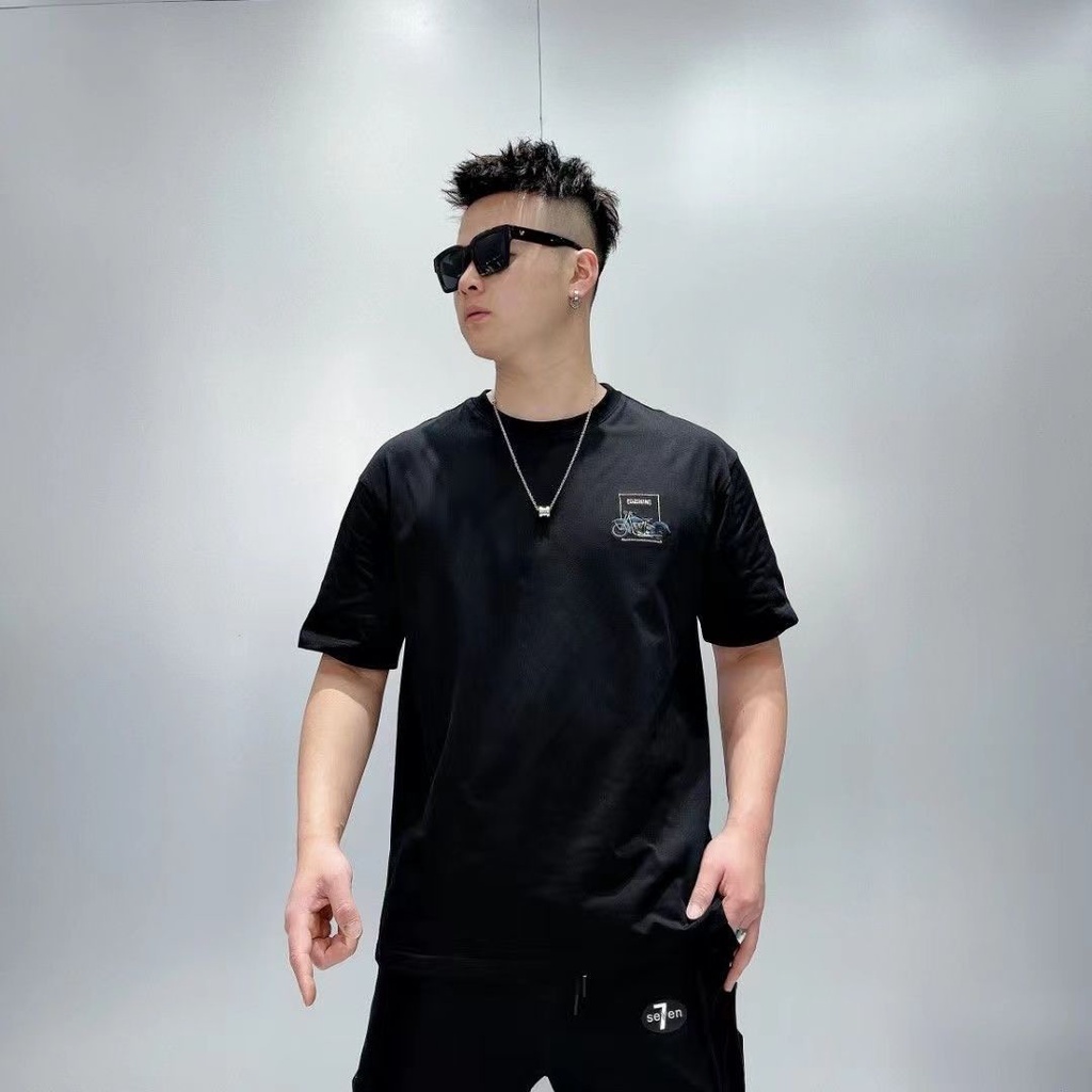 Áo Thun Cotton Ngắn Tay Dáng Rộng Thời Trang Retro Nam Tính