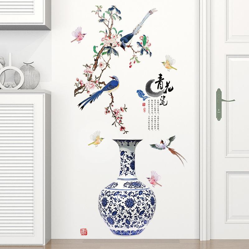 Decal 3D Bình hoa đào