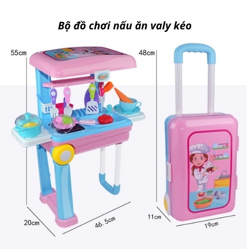 Bộ đồ chơi nấu ăn nhà bếp hình valy cao cấp lịch sự cho bé gái 2 3 4 5 6 7 8 tuổi. Đồ chơi nhập vai cho trẻ em MUMBABY39