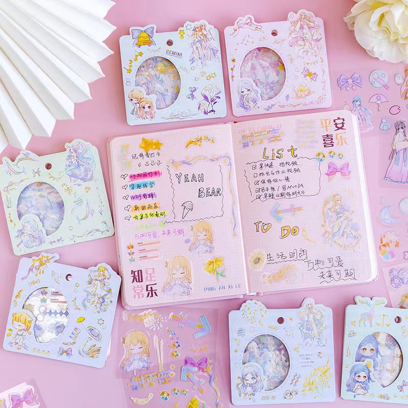 Sticker 4 tờ 8*8cm họa tiết trang trí cute