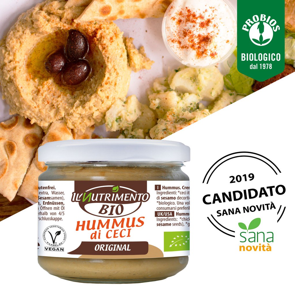 Sốt đậu gà Hummus hữu cơ(Spread cream of chickpeas and sesame) - IL Nutrimento - 180g