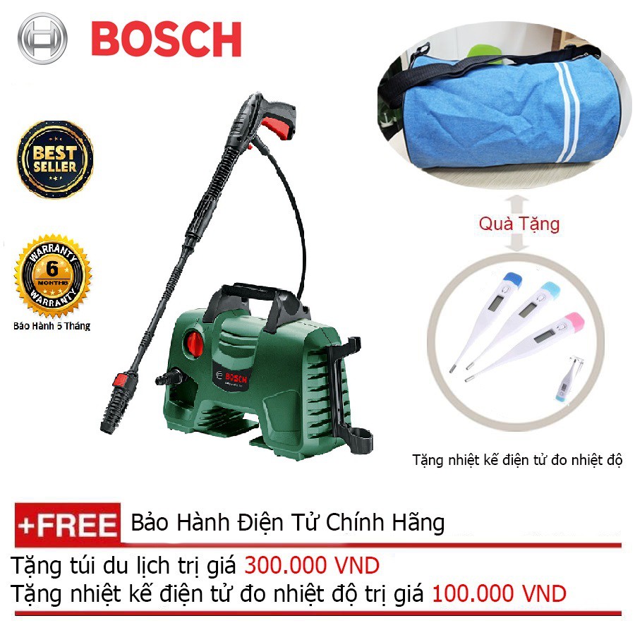 (Hàng Chính Hãng) Máy xịt rửa cao áp Bosch 33-11/AQT 110 + Quà tặng áo mưa