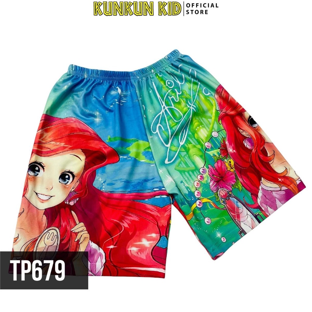 Set Quần áo bé gái size đại cho bé từ 10kg-40kg in 3D hình công chúa Ariel Kunkun Kids TP679 - Đồ bộ trẻ em Thun lạnh