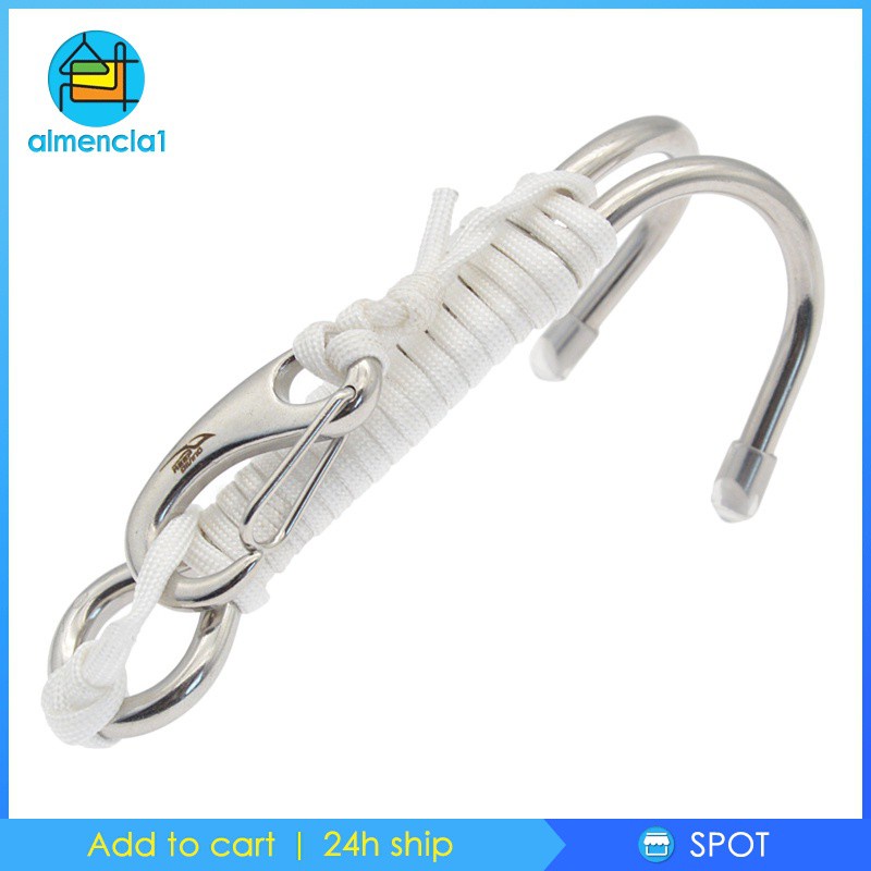 [ALMENCLA1] Diving Dual Reef Drift Hook Spiral Coil Strap Cord Stainless Steel