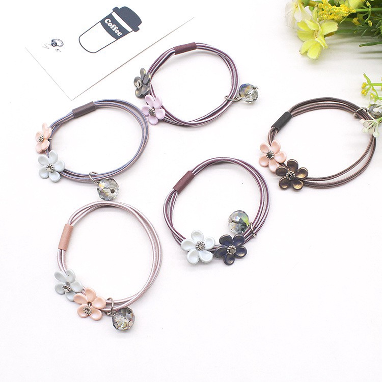 Dây buộc tóc co giãn gắn hoa phong cách Hàn Quốc thời trang cho nữ