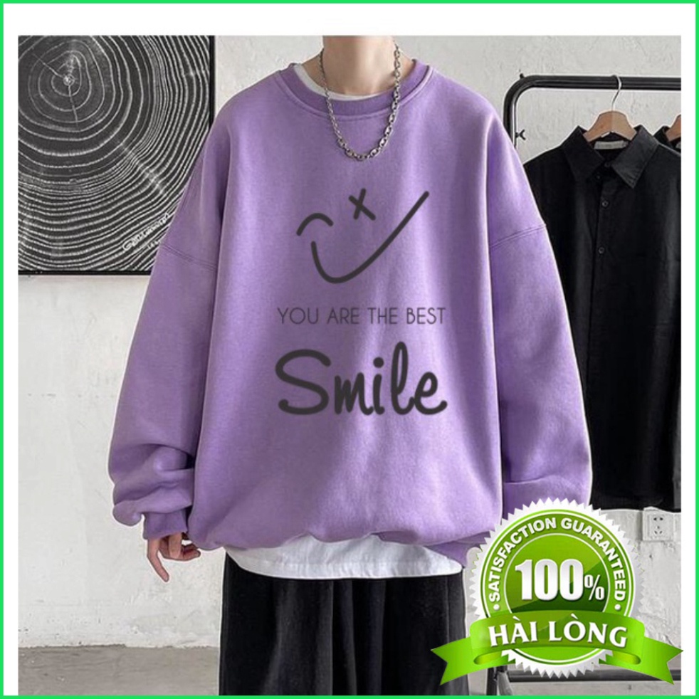 Áo Sweater Nỉ Cổ Tròn Dài Tay Nam Nữ Họa Tiết Apsr Smile