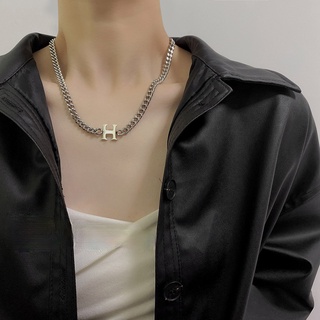 vòng cổ Thép Titan Mặt Chữ H Phong Cách Hip Hop Âu Mỹ Cổ Điển Cho Nữ