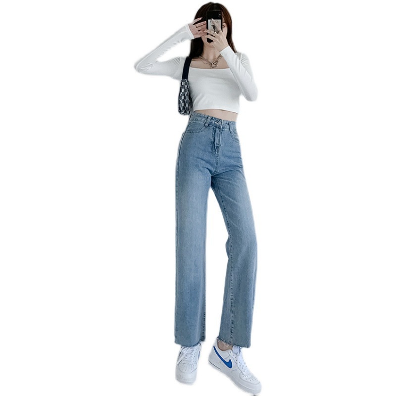 Quần denim Lưng Cao Thời Trang Đường Phố Cá Tính Cho Nữ