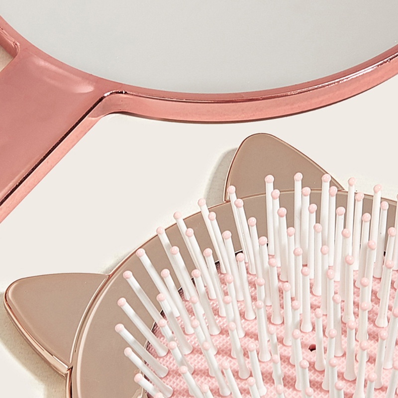 Youyo Bộ Gương Lược Chải Massage Da Đầu Tạo Kiểu Tóc Mèo Dễ Thương Cho Nữ YOUYO