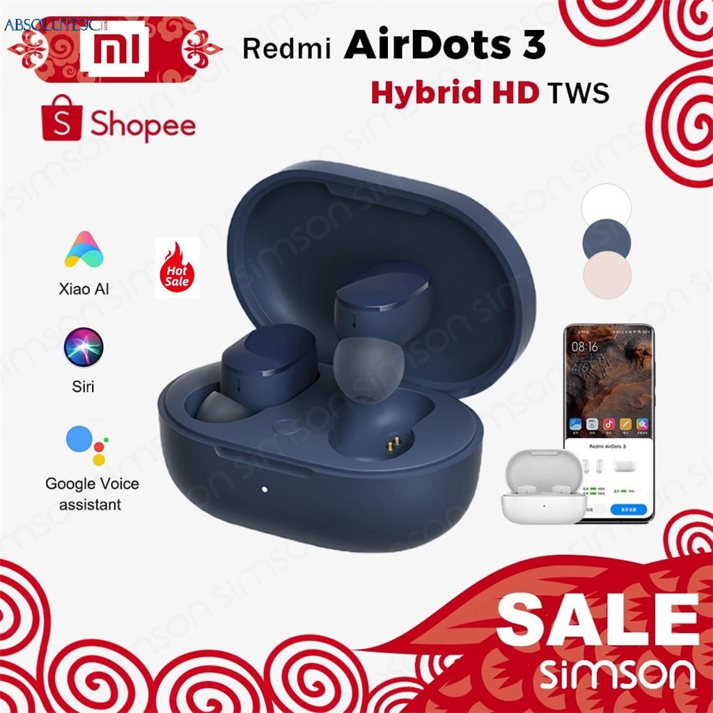 Tai Nghe Nhét Tai Cho Xiaomi Redmi Airdots 3 Bluetooth 5.2 Chất Lượng Cao Kèm Phụ Kiện