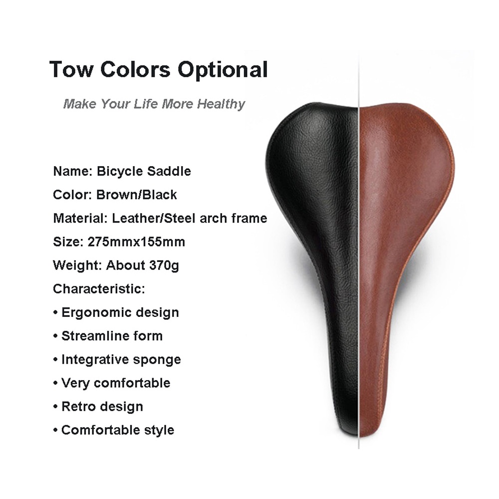 Yên Xe Đạp Thể Thao Bằng Da PU Màu Nâu/Đen Kiểu Vintage