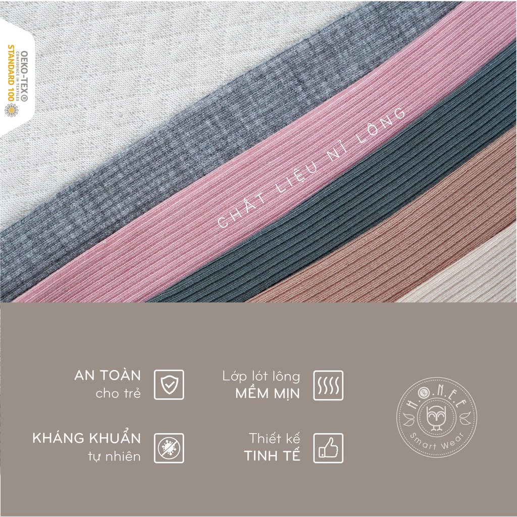 HRNEE Bộ nỉ lông cài chéo