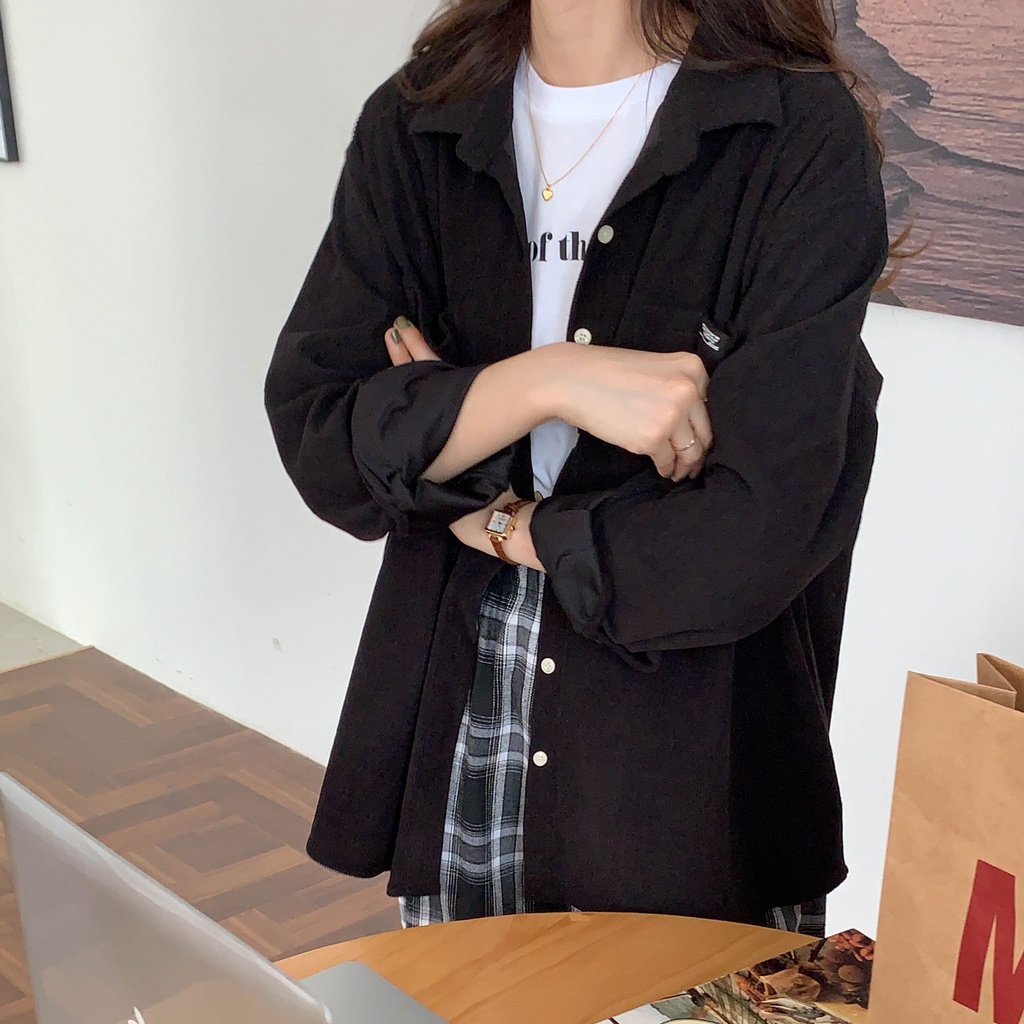 Áo Khoác Sơ Mi Tay Dài Dáng Rộng Cài Một Hàng Nút Thời Trang 45881