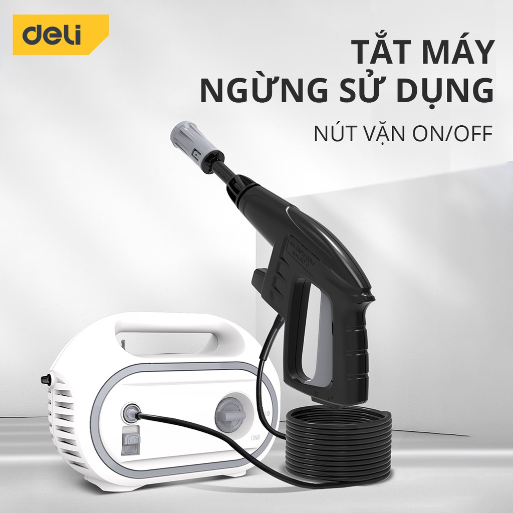 Máy Xịt Rửa Xe Deli Áp Lực Cao - BH 36 Tháng - Tiết Kiệm Điện Năng, Phun Rửa Đa Năng - Nhỏ Gọn, Tiện Lợi - DL882201