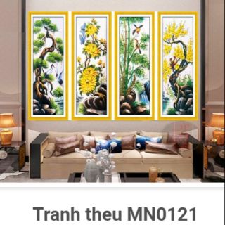 Tranh thêu tứ quý tùng cúc trúc mai MN0121 - kích thước 146 X100