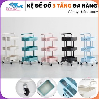 Kệ đa năng 3 tầng loại I dày dặn, kèm bánh xe, tay cầm, hàng nhập khẩu chính ngạch