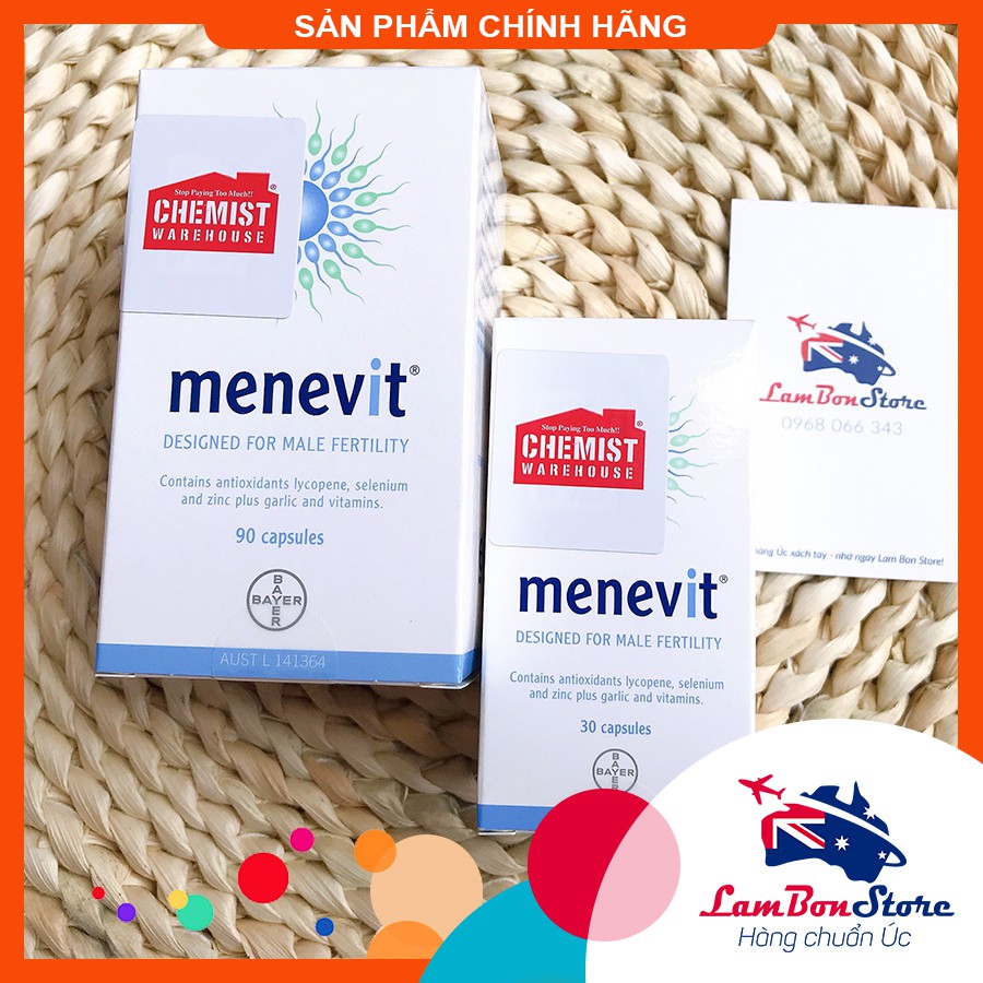 [Mã FMCGLOC giảm 5% đơn 250K] [Tem CHEMIST] Menevit Vitamin tổng hợp cho nam giới (30/90 viên) - Xuất xứ Úc