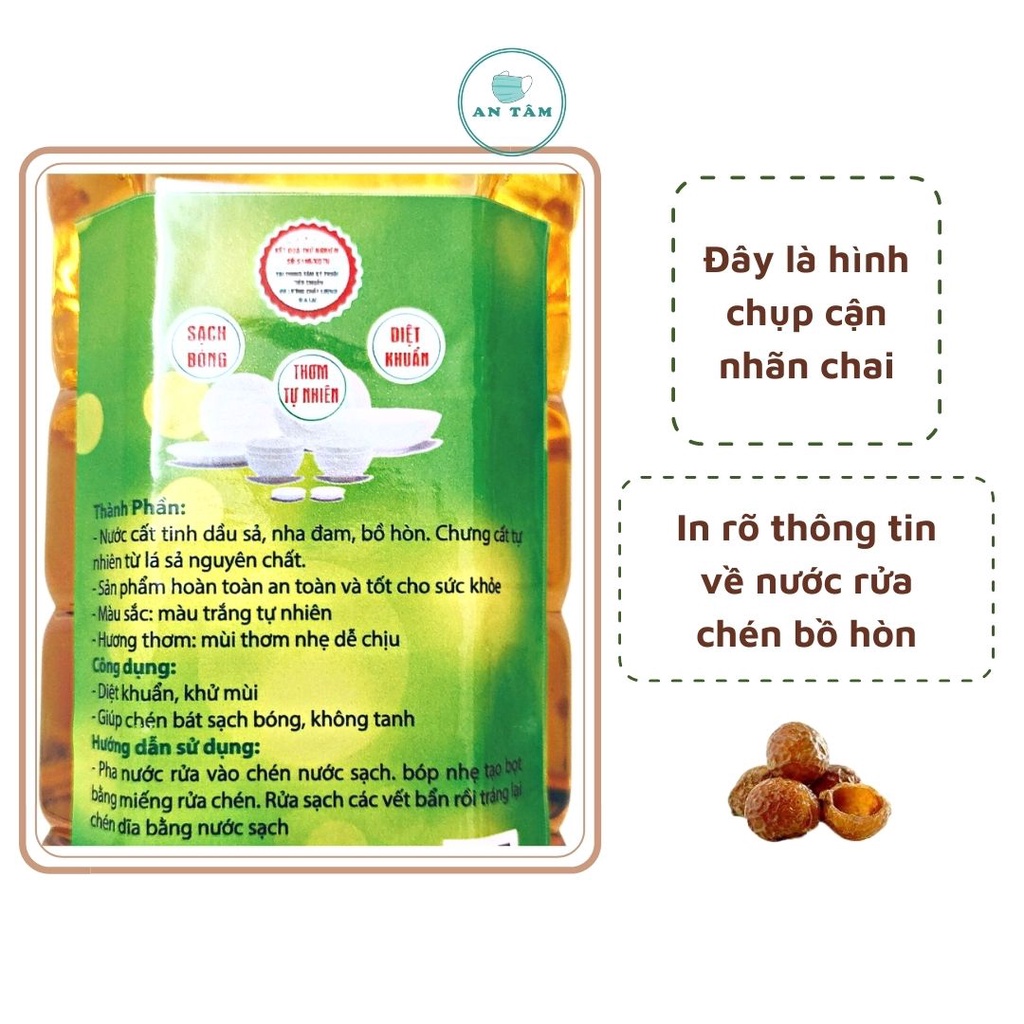 Nước Rửa Chén Bồ Hòn Nha Đam Sả 1000ml