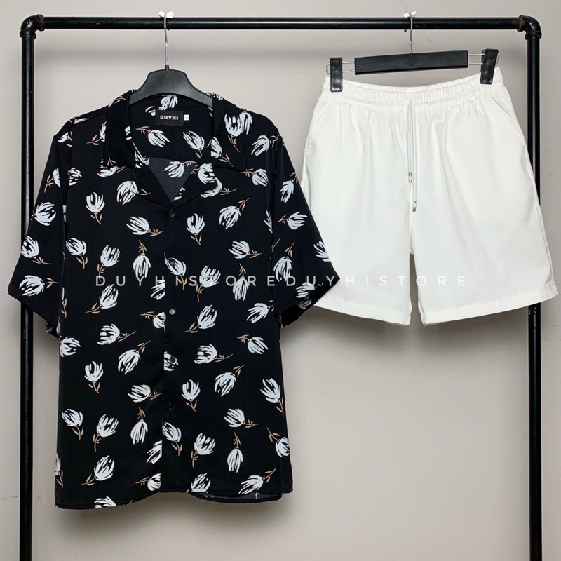 Áo sơ mi cộc tay Nụ Hoa / Áo sơ mi unisex nam nữ form rộng / Ảnh thật | BigBuy360 - bigbuy360.vn