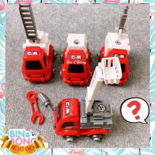 [Giá Rẻ] Sét 4 Xe Cứu Hoả Tháo Lắp CAO CẤP