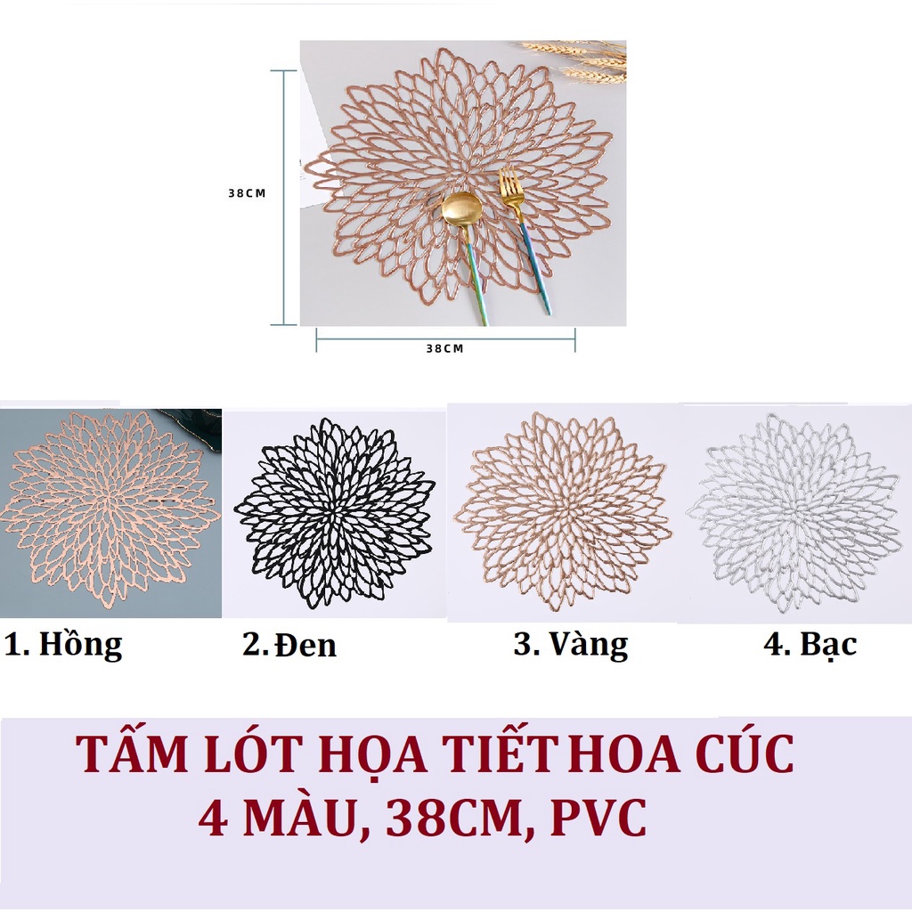 (HOT 2022) Tấm lót bàn ăn, lót lọ hoa hình bông cúc 4 màu cao cấp PVC p/c Bắc Âu, miếng lót bàn ăn chịu nhiệt chống thấm