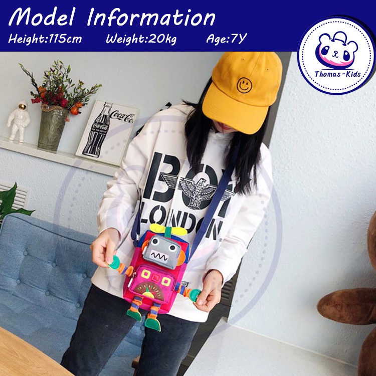 [THOMAS KIDS] Túi đeo chéo dành cho trẻ em dành cho thanh thiếu niên Túi đeo chéo thời trang Robot vui nhộn Túi 3D chống nước cho bé trai bé gái từ 1-10 tuổi