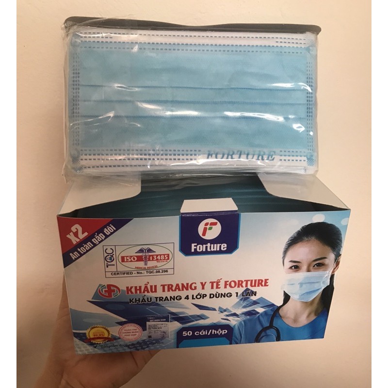 Khẩu trang y tế 4 lớp kháng khuẩn SefeMask-Hàng chuẩn loại 1 (hộp 50 cái)