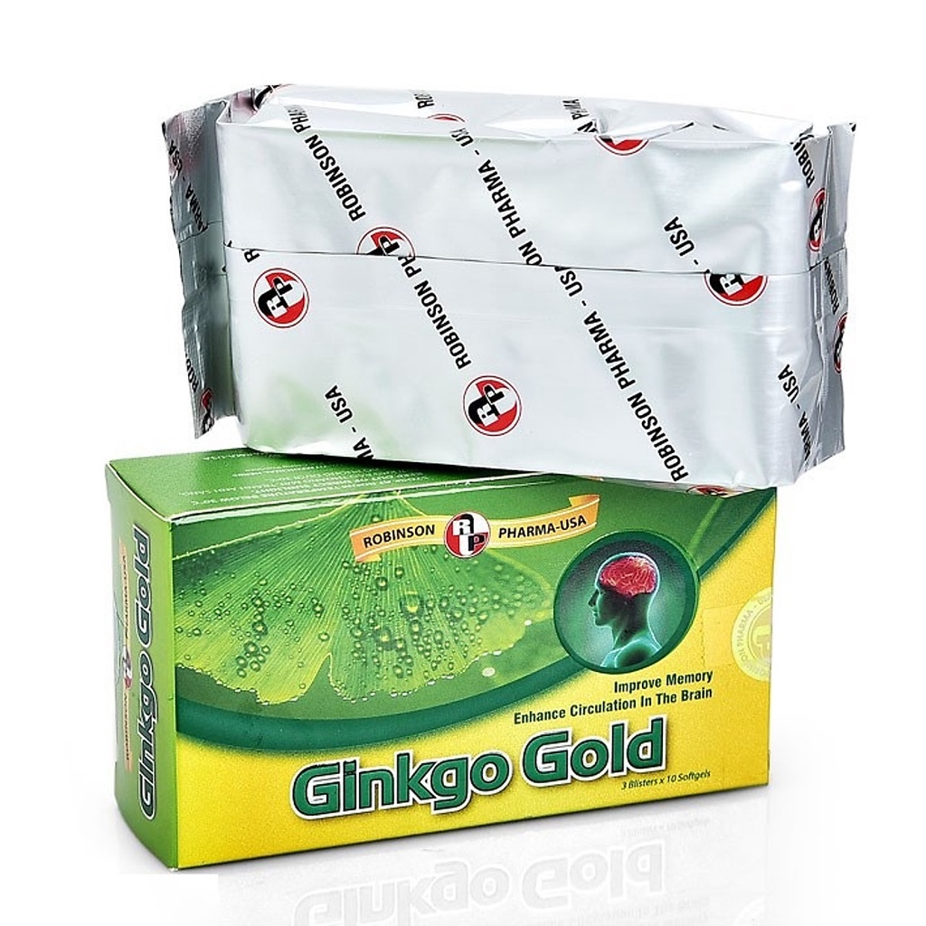 Ginkgo Gold-Viên uống tuần hoàn não, Ginkgo Biloba, tăng cường trí nhớ, giảm stress (30 viên)