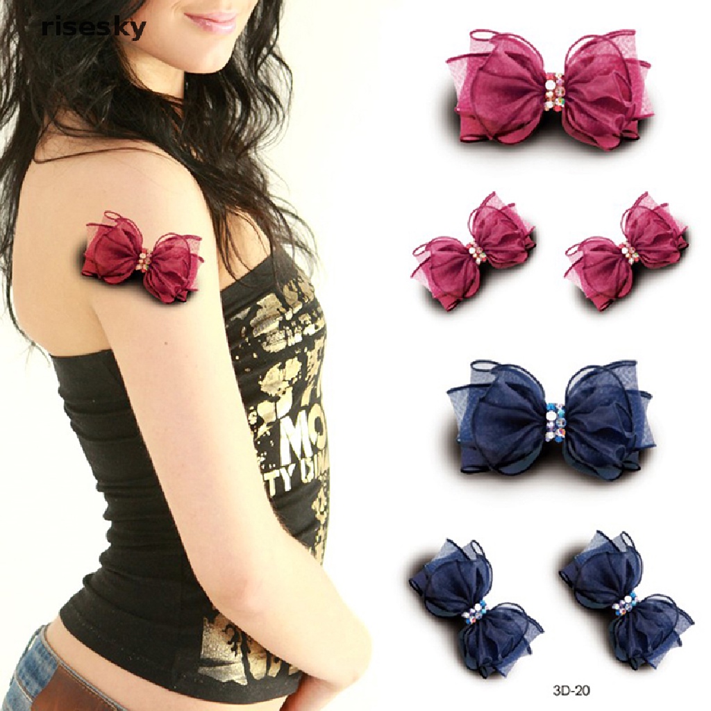 Hình Xăm Dán Tạm Thời Hình Hoa Hồng Và Lông Vũ 3D Chống Nước ♨Trên đó