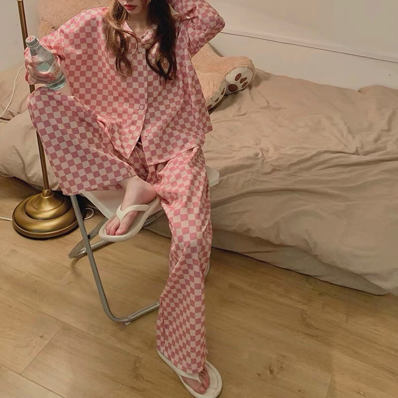 Bộ Đồ Ngủ Tay Dài Kẻ Sọc Xinh Xắn Cho Nữ