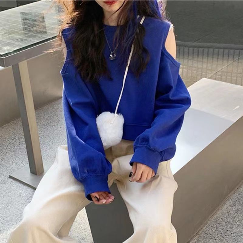 Áo sweater Dáng Rộng Cổ Tròn Trước Và Sau Lưng Màu Trơn Kiểu Hàn Quốc Thời Trang 2022 Cho Bạn Gái