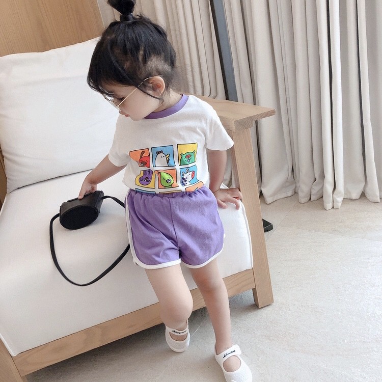 S013 - Bộ quần áo mùa hè cho bé gái bé trai chất cotton in hình size 90-130