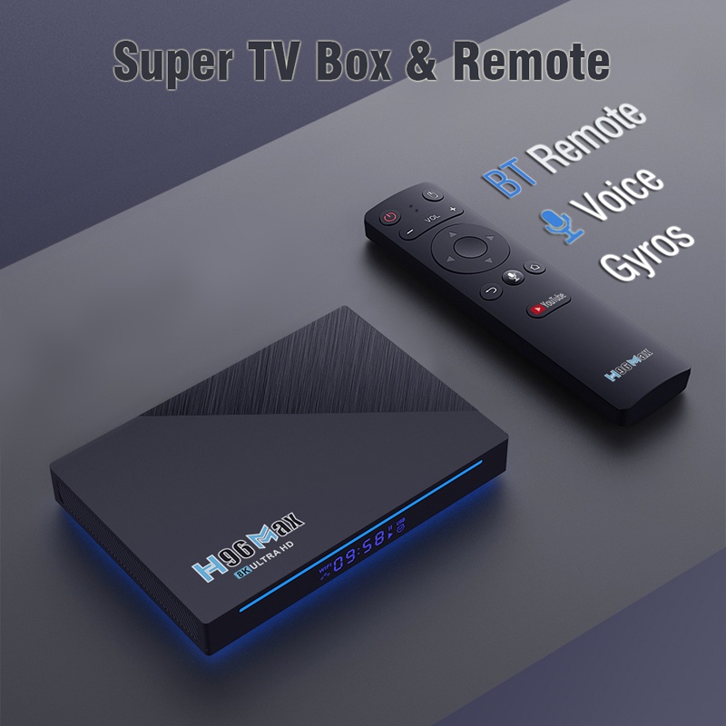 Tivi Box Ram 4GB Rom 32GB Wifi kép Bluetooth 5.0 android 11.0 chip xử lý RK3566 video 4K remote giọng nói H96MAX 8K