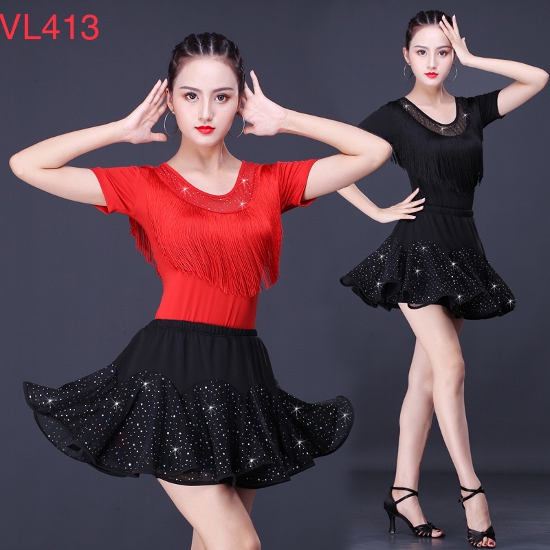 SET ĐẦM KHIÊU VŨ THUN CO GIÃN 4 CHIỀU VL413N