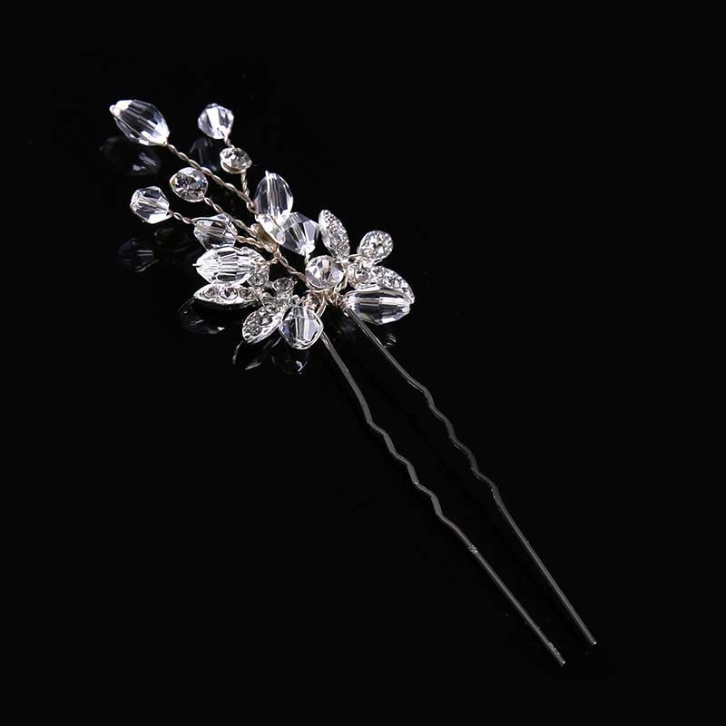 Kẹp tóc hình lá đính đá lấp lánh cho phái nữ