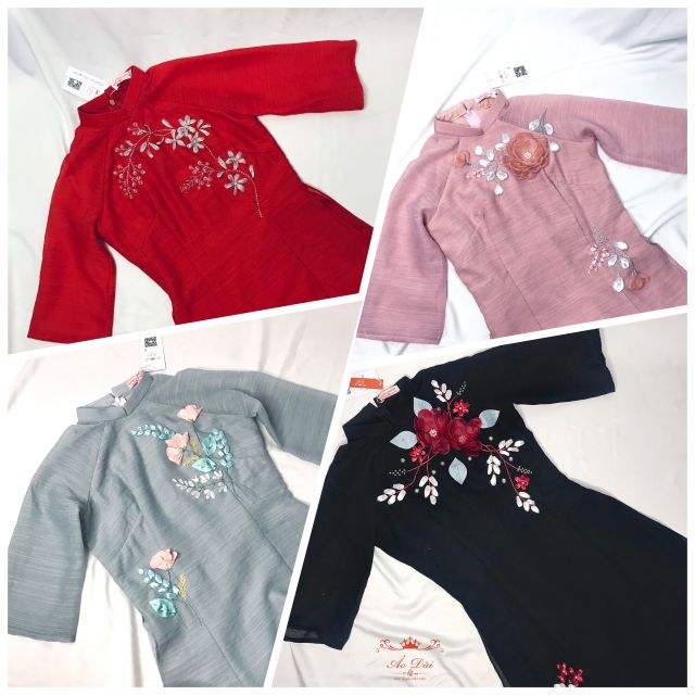 ÁO DÀI 4 TÀ KẾT HOA XANH♦️100% ẢNH THẬT♦️GIÁ TẬN XƯỞNG