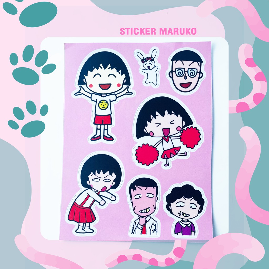 Sticker Maruko Đáng Yêu Chất Liệu Chống Nước | STK111 | Hình Dán Sticker Dán Điện Thoại Laptop Điện Thoại Sổ Vở