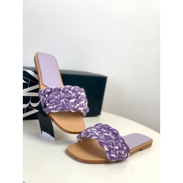 Giày sandal đế bệt dệt mã 377 - ZRA Raffia - idr 200