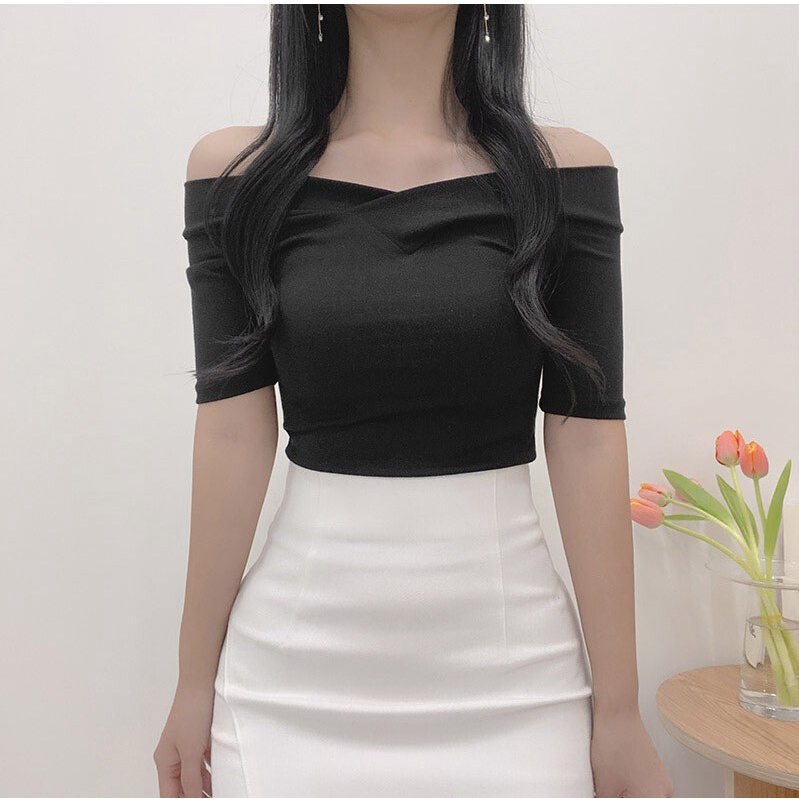 Áo Thun Cổ V Trễ Vai Nhiều Màu Sonya V Slim Short Sleeve Tee J-BLIN