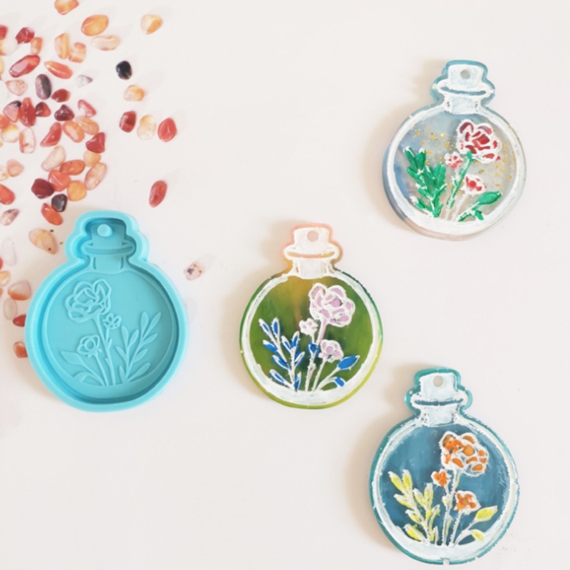 Khuôn Làm Mặt Vòng cổ / Móc Khóa Hình Lọ Hoa Bằng Epoxy Độc Đáo DIY