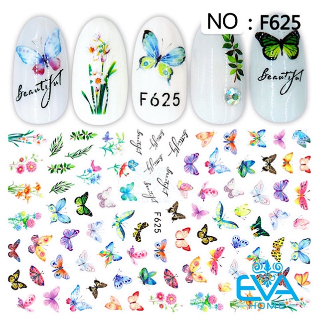 Miếng Dán Móng Tay 3D Nail Sticker Tráng Trí Hoạ Tiết Bướm Butterfly F625