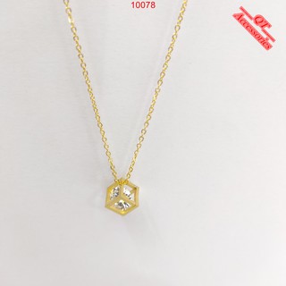 Dây chuyền titan mạ vàng 99k mặt khối vuông đá siêu bền màu