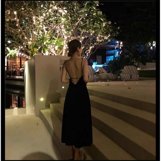 ĐẦM MAXI ĐEN ĐAN LƯNG XẺ TÀ 😍