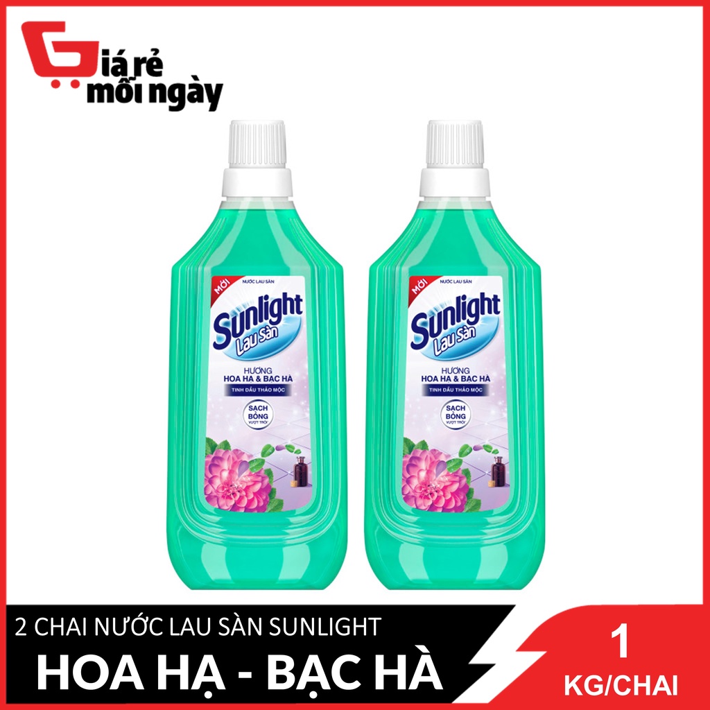 Combo 2 Chai Nước lau sàn Sunlight Hương Hoa Hạ Và Bạc Hà Chai 1 Kg x2