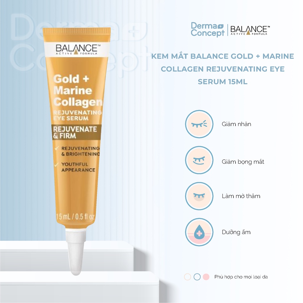 Kem mắt chống lão hóa Balance Gold + Marine Collagen Rejuvenating Eye Serum 15ml [NHẬP KHẨU CHÍNH HÃNG 100%]