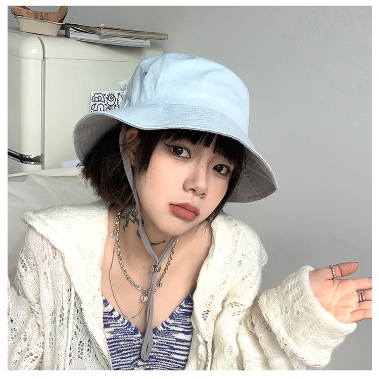 Nón Tai Bèo Rộng Vành Thoáng Khí Có Dây Rút Màu Sắc Tương Phản Thời Trang Cho